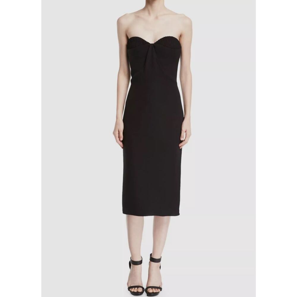 Brandon Maxwell cocktail party Black Silk Halter Bustier Sheath Dress 6 / small